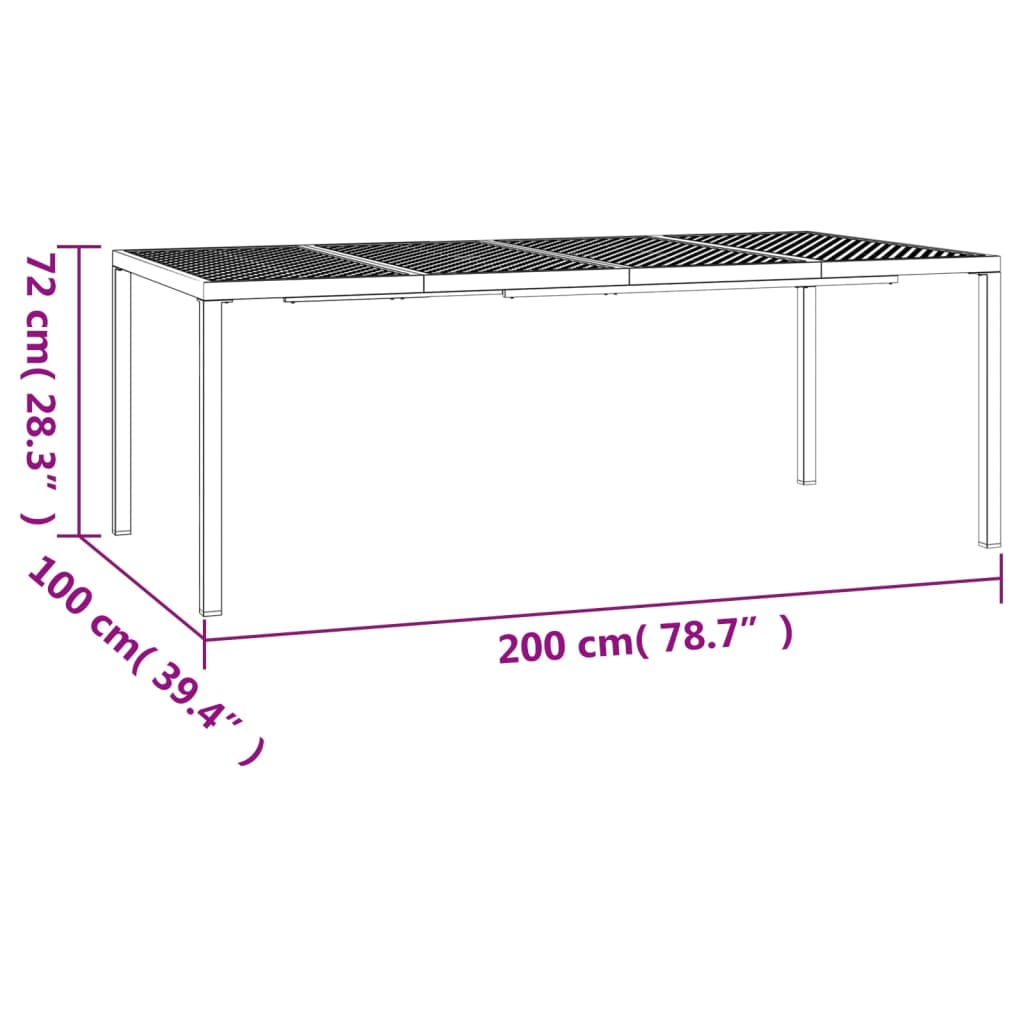 Garden table, anthracite, 200x100x72cm, steel