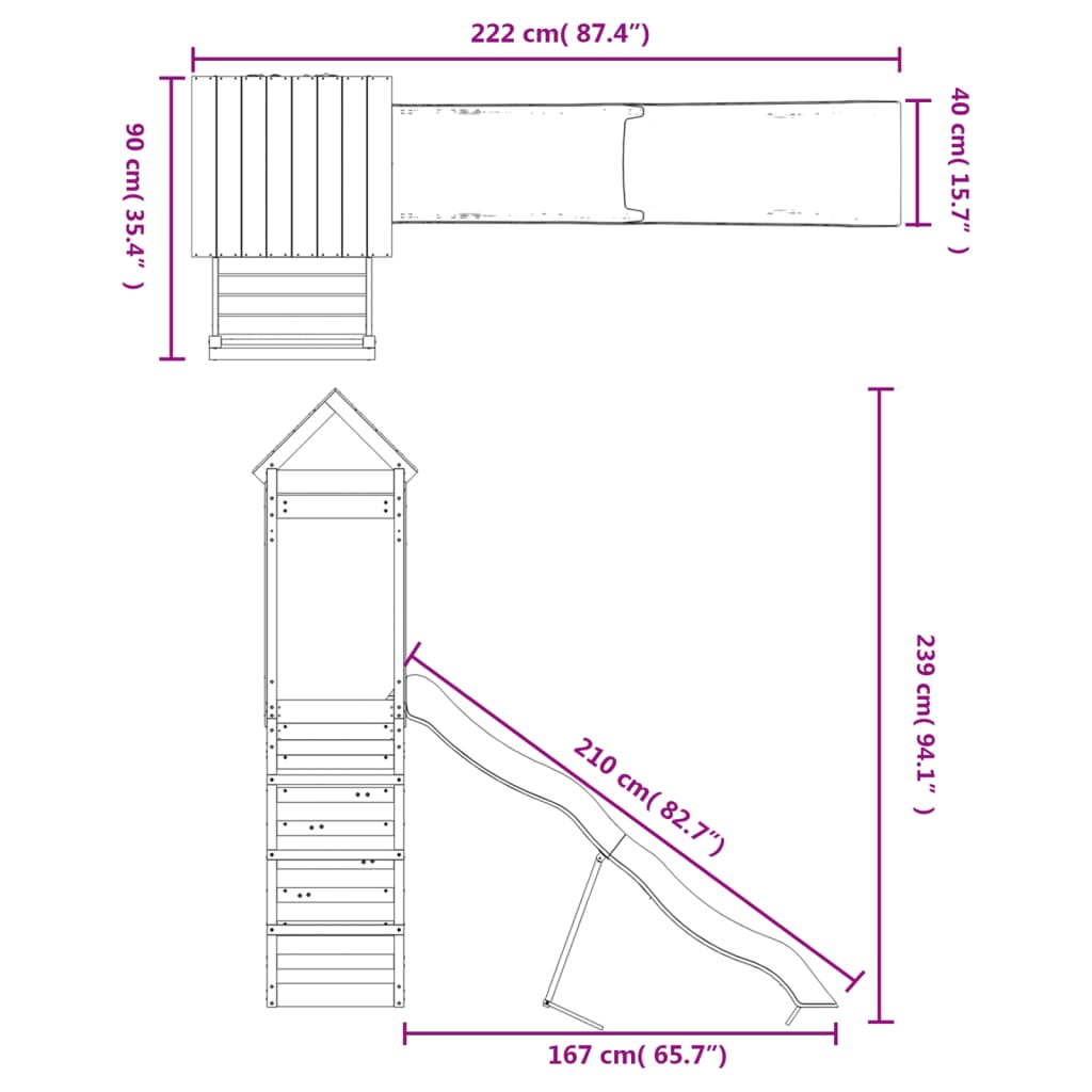 Outdoor play set, solid pine wood