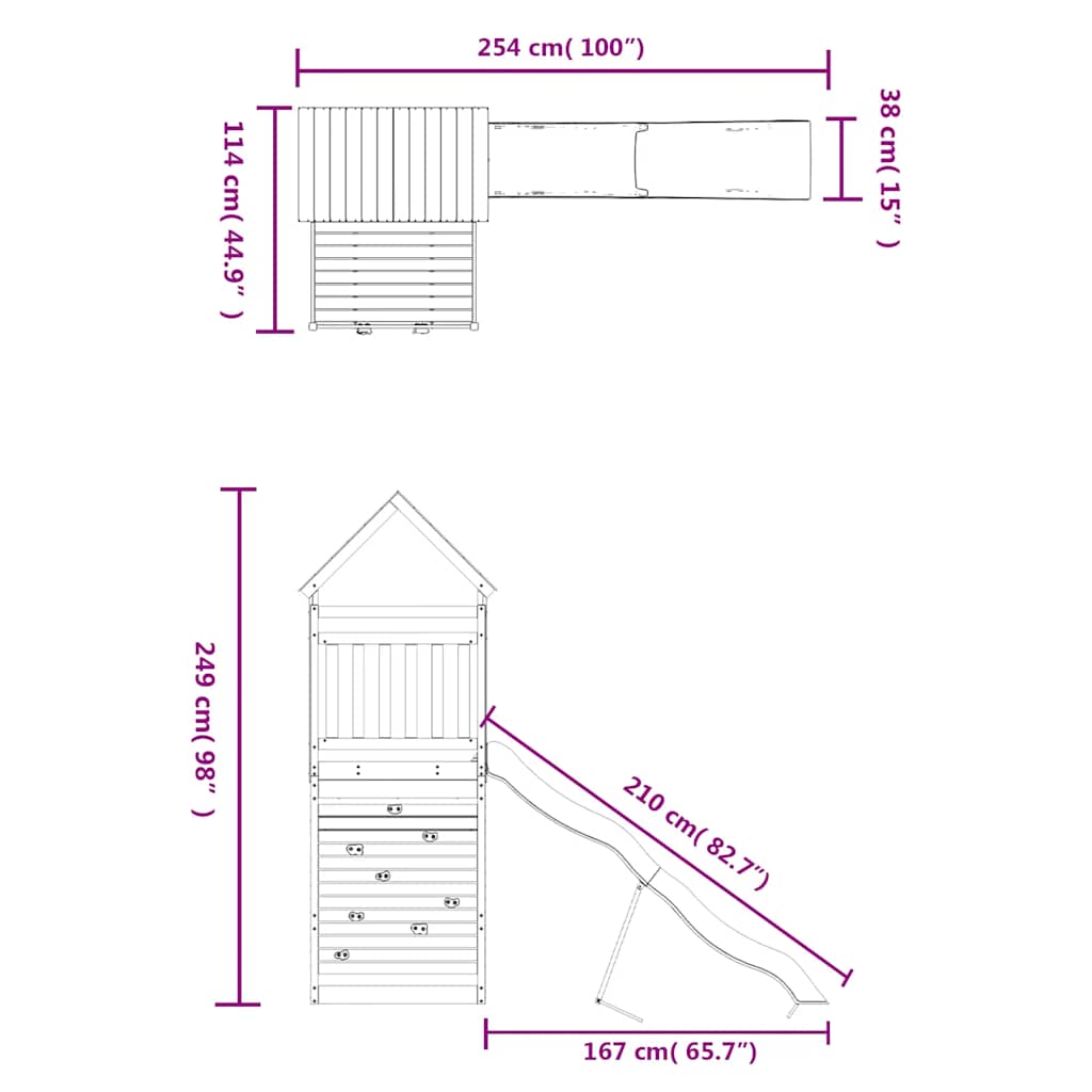 Outdoor playground set, impregnated pine wood