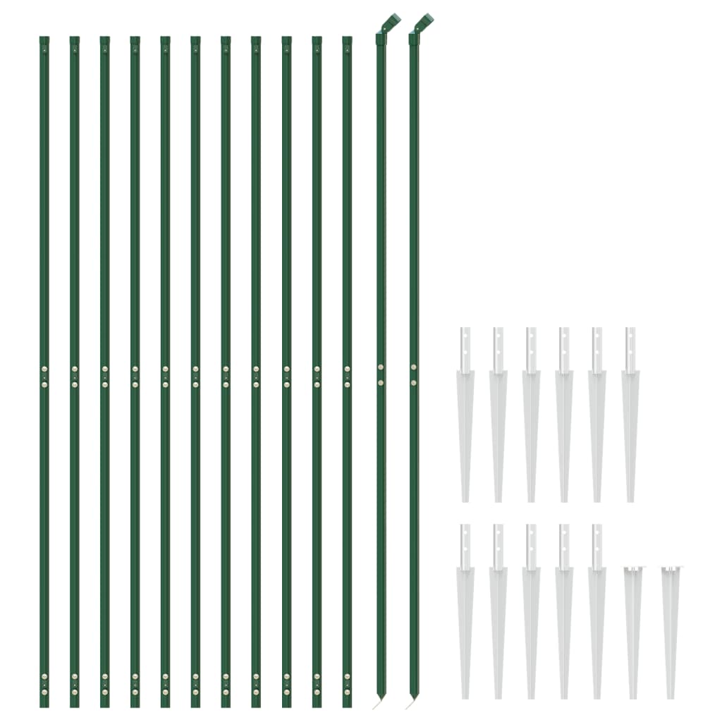 Wire mesh fence with spikes, green, 1.4x25m