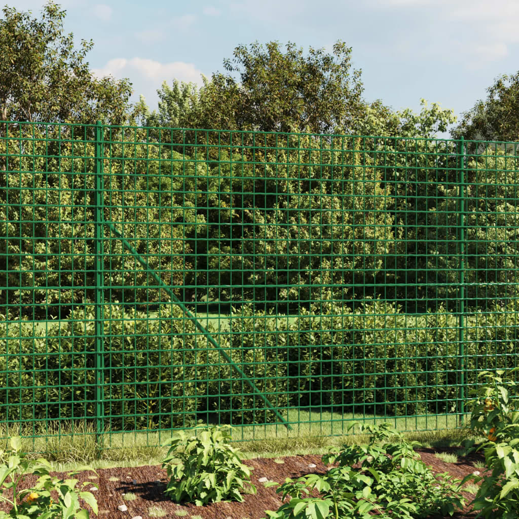 Wire mesh fence with spikes, green, 1.4x25m