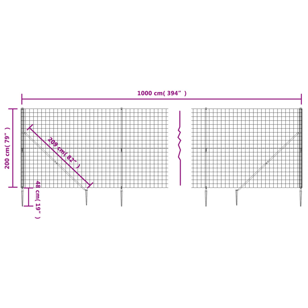 Stiepļu tīkla žogs ar asiem galiem, zaļš, 2x10m
