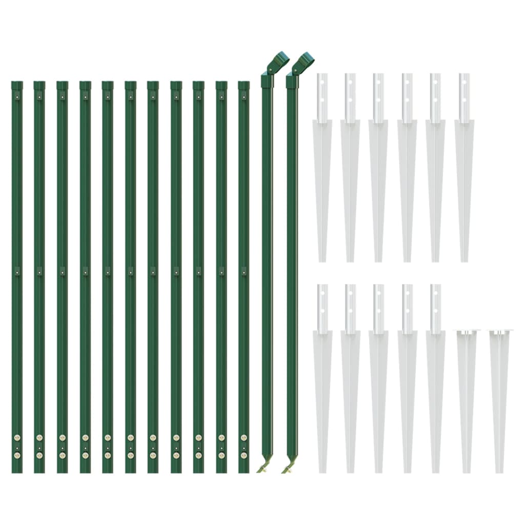 Wire mesh fence with spikes, green, 0.8x25m