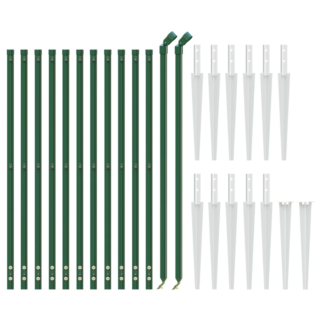 Mesh wire fence with spikes, green, 1x25m
