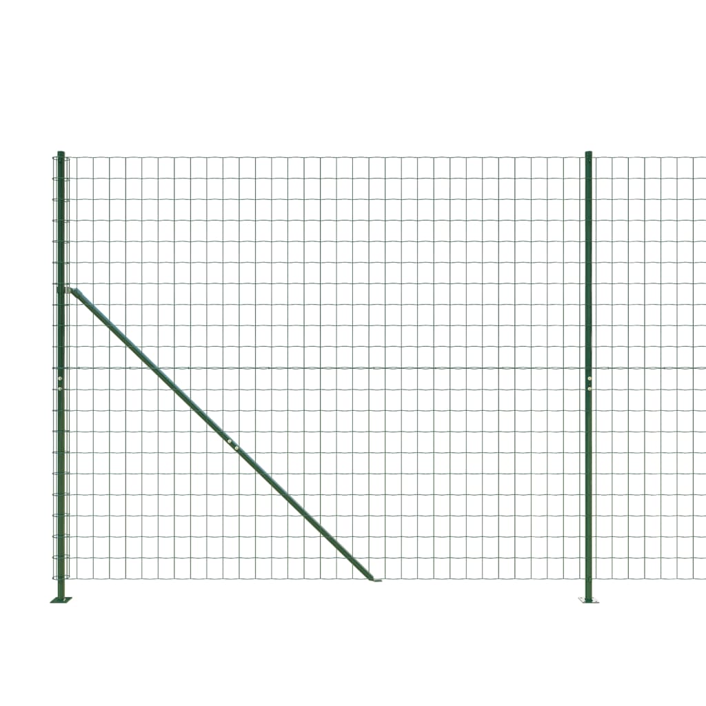 Mesh wire fence with flanges, green, 1.6x10m