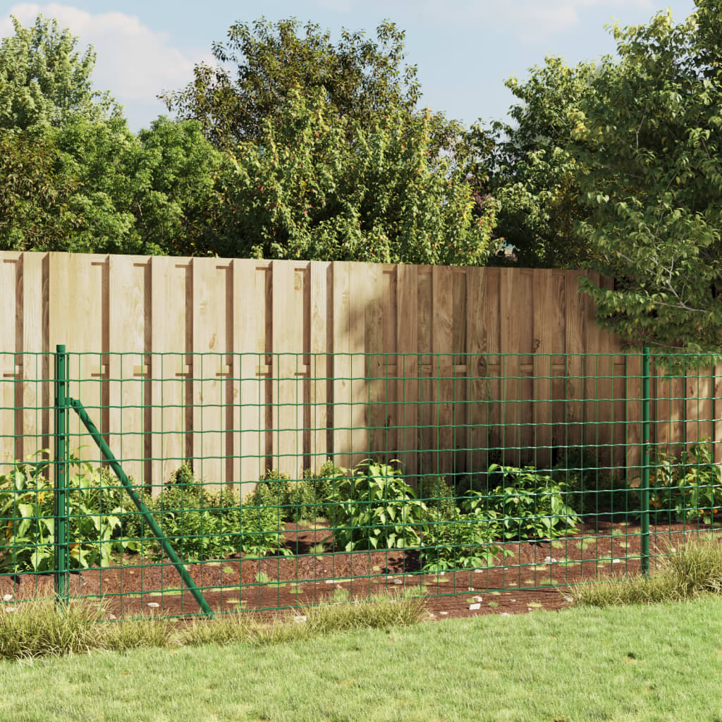 Wire mesh fence with flanges, green, 0.8x25m