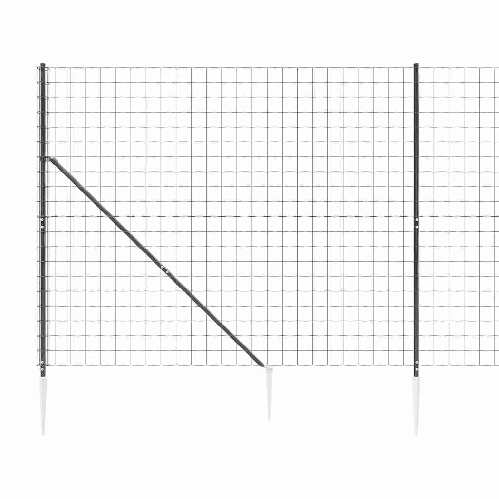 Vielinė tinklinė tvora su smaigais, antracito spalvos, 1,4x10m