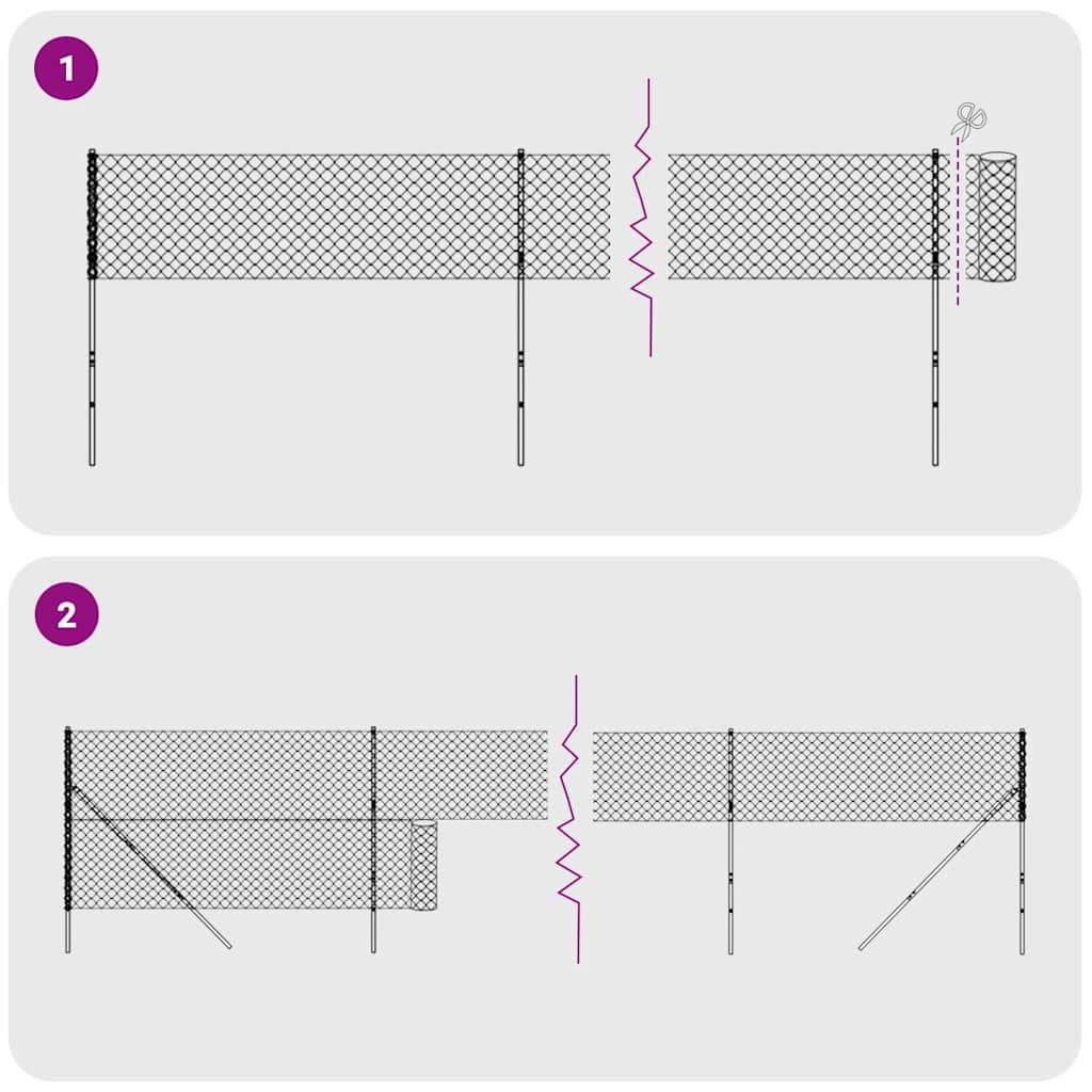 Vielinė tinklinė tvora su flanšais, antracito spalvos, 1,6x25 m