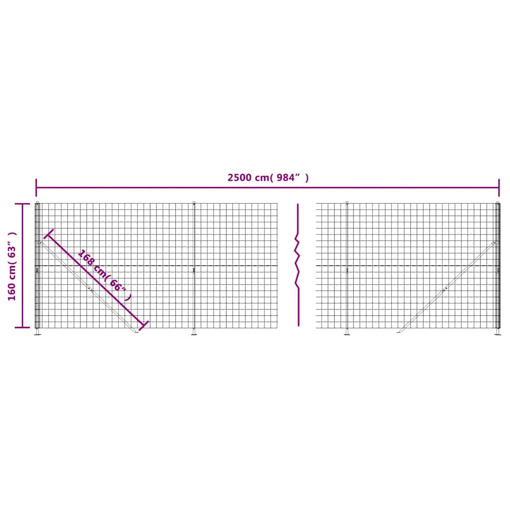 Vielinė tinklinė tvora su flanšais, antracito spalvos, 1,6x25 m