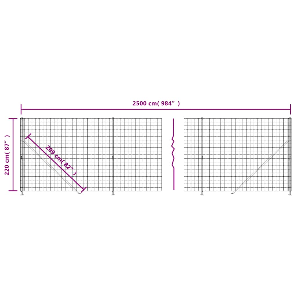 Welded mesh fence with flanges, anthracite, 2.2x25m
