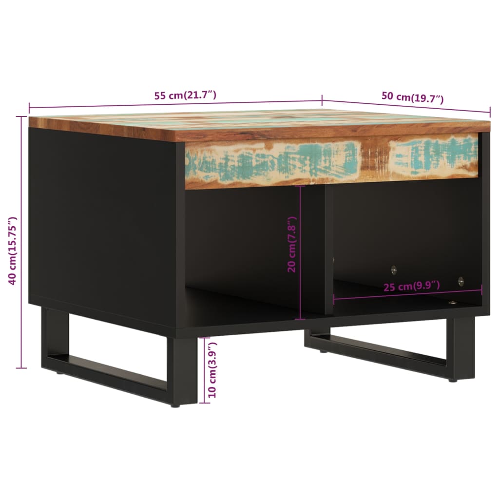 Coffee table, 55x50x40cm, solid reclaimed wood