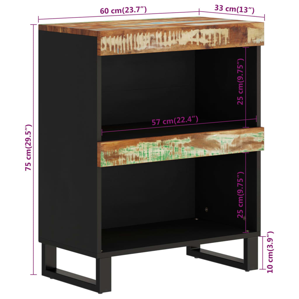 Sideboard, 60x33x75cm, solid reclaimed wood