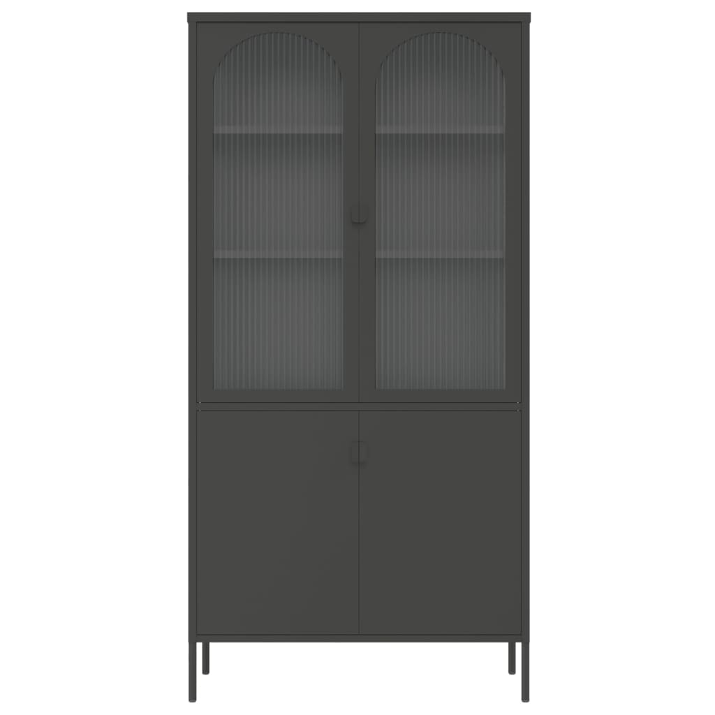 Kumode, melna, 90x40x180cm, stikls un tērauds