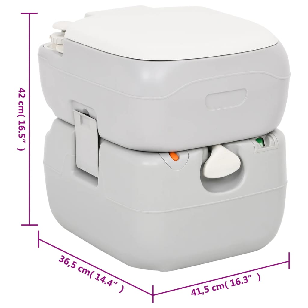 Pārnēsājama kempinga tualete, pelēka/balta, 22+12 l, HDPE