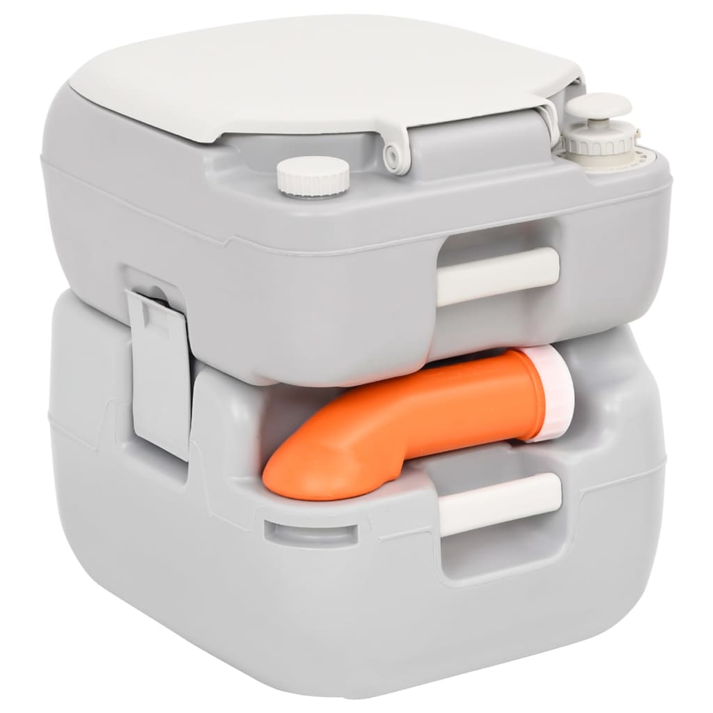 Pārnēsājama kempinga tualete, pelēka/balta, 22+12 l, HDPE