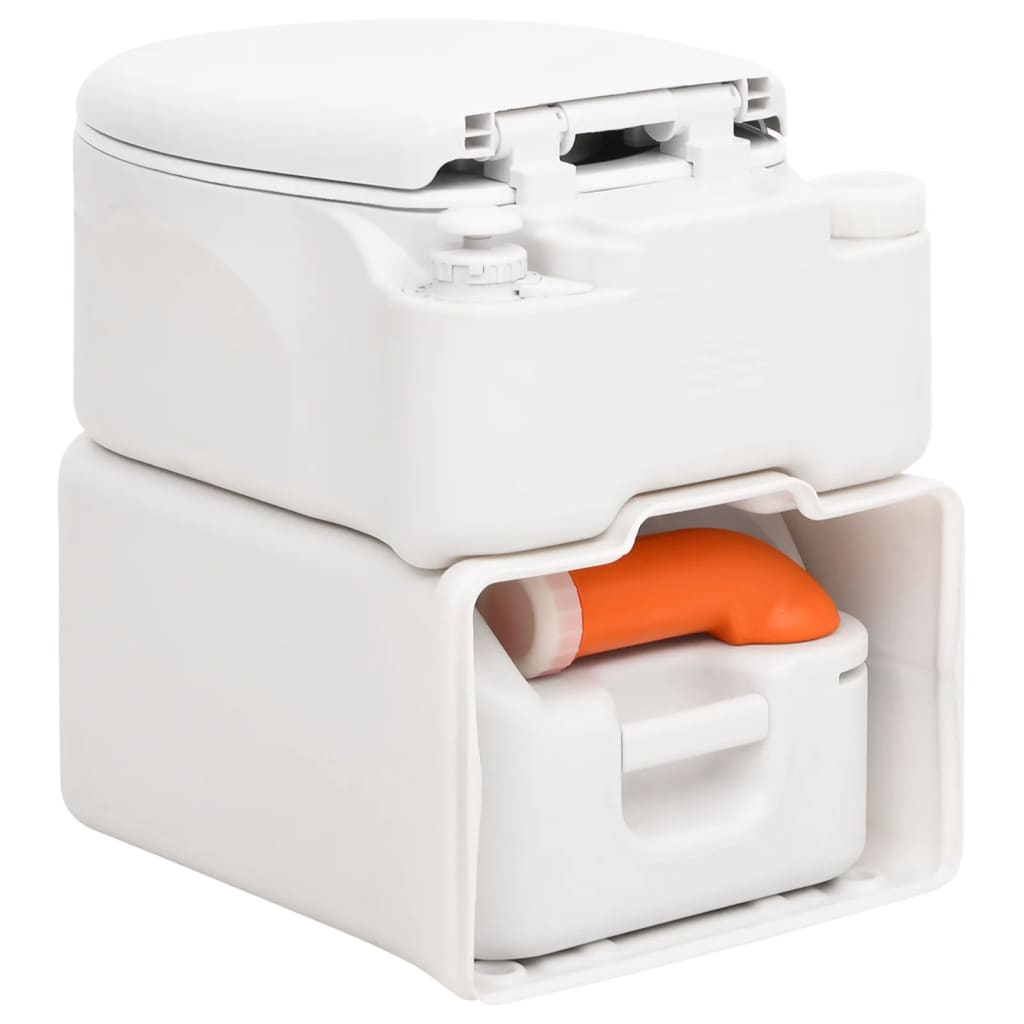 Integruotas stovyklavimo tualetas, baltas, 24+17l, HDPE/emalis