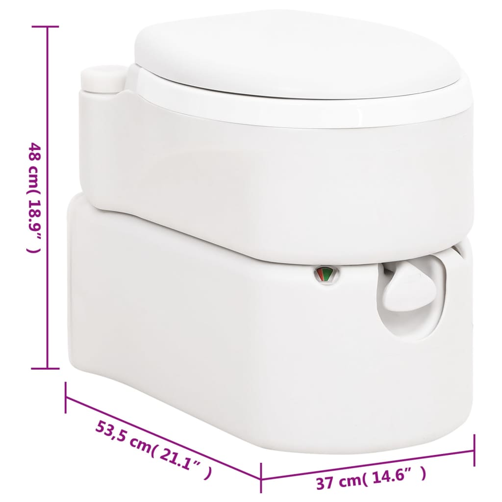 Integrated camping toilet, white, 24+17l, HDPE/PP