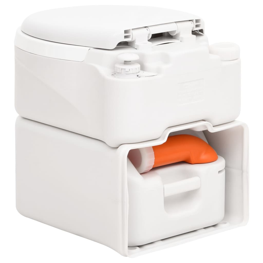 Integrated camping toilet, white, 24+17l, HDPE/PP