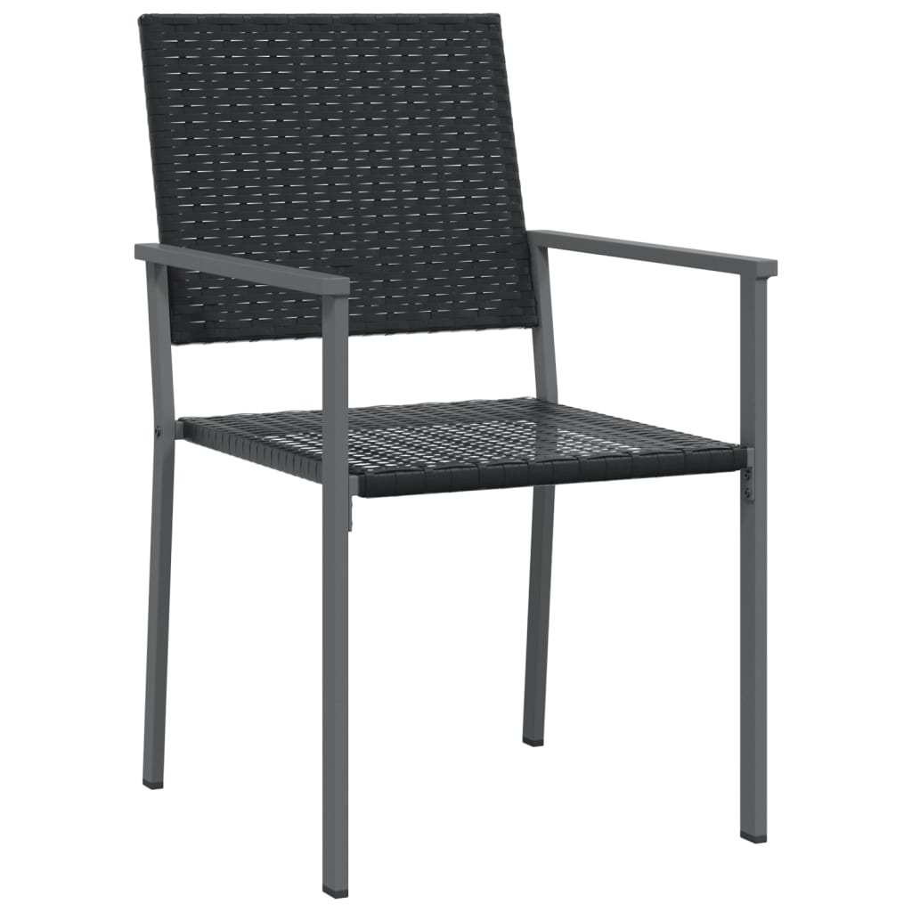 Garden chairs with cushions, 2 pcs., black, 54x62.5x89cm, rattan