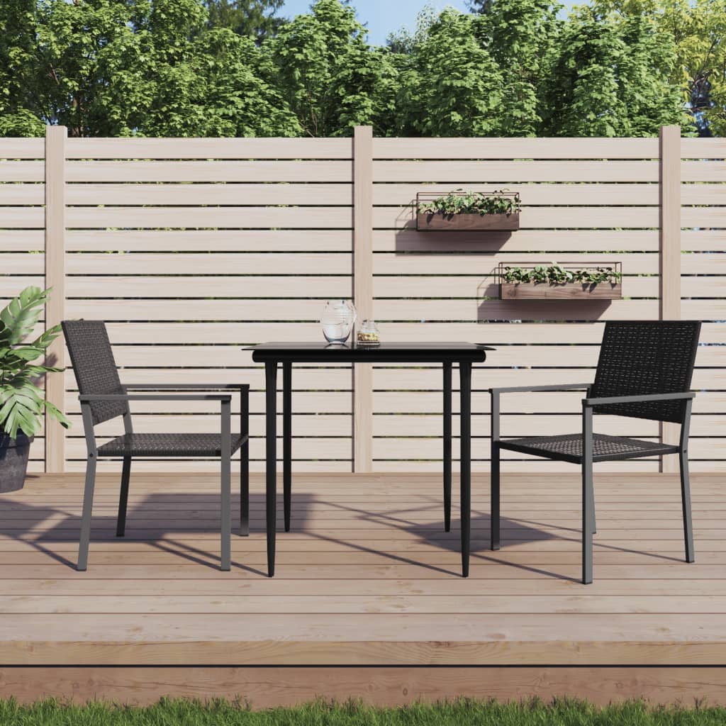 Garden chairs with cushions, 2 pcs., black, 54x62.5x89cm, rattan