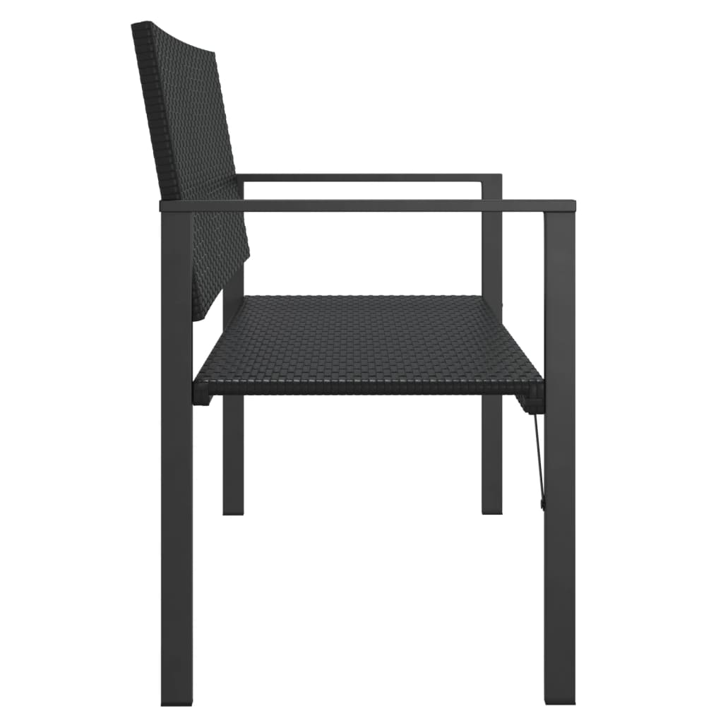 Two-seater garden bench, black, polyrattan