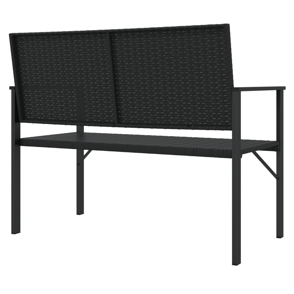 Two-seater garden bench, black, polyrattan