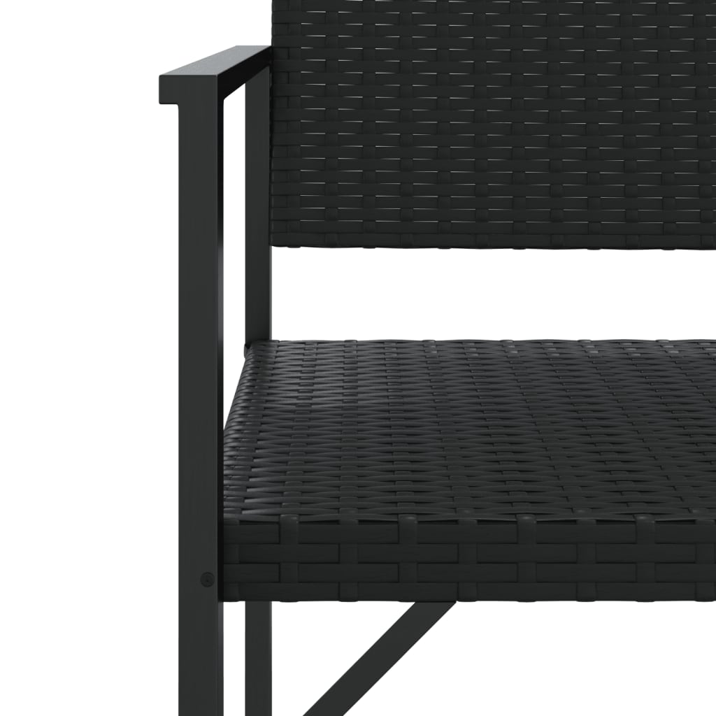 Two-seater garden bench, black, polyrattan