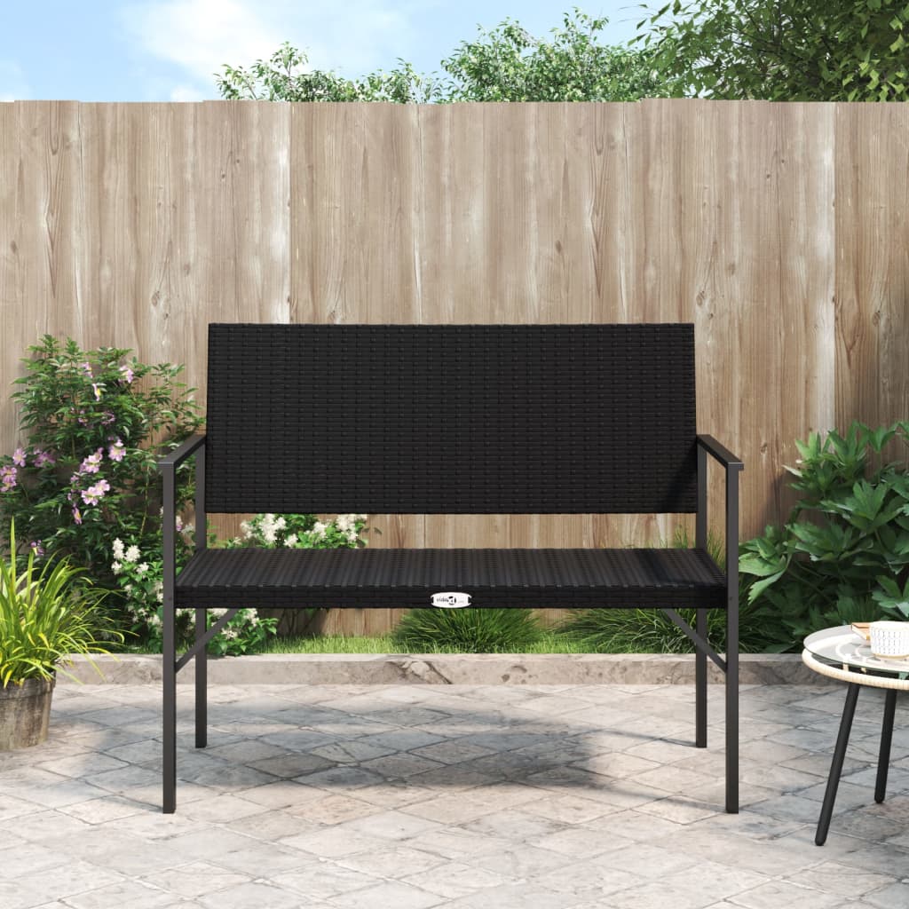 Two-seater garden bench, black, polyrattan