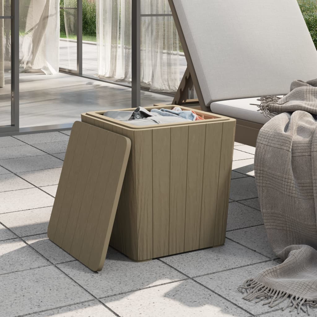 Garden side table with removable lid, brown, polypropylene