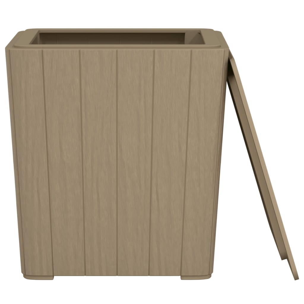 Garden side table with removable lid, brown, polypropylene