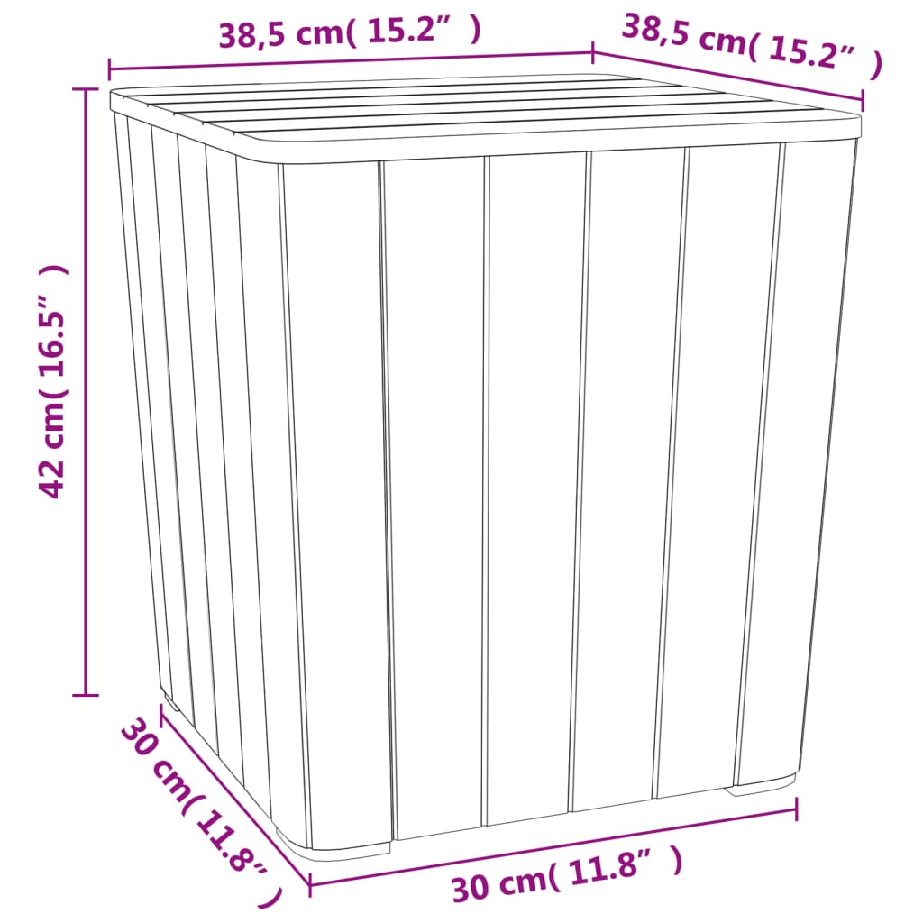 Garden side table with removable lid, brown, polypropylene