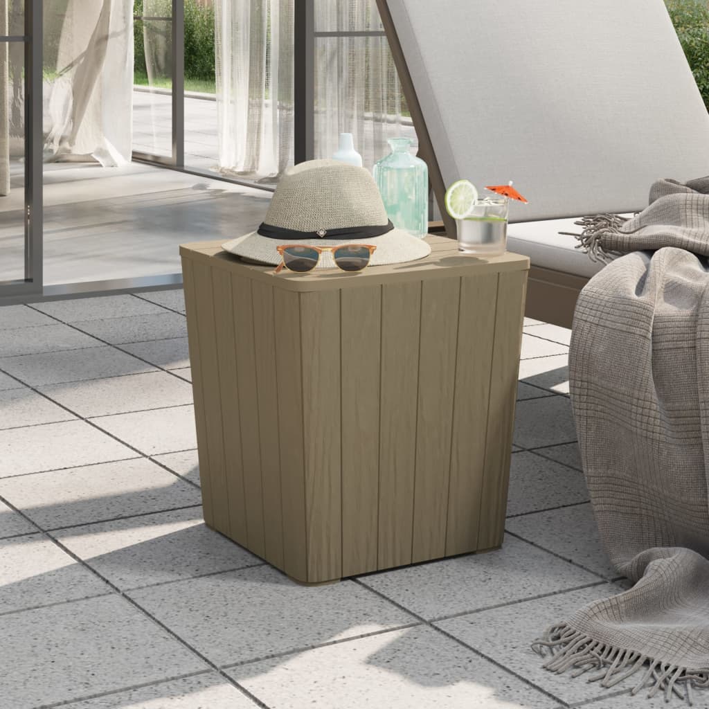 Garden side table with removable lid, brown, polypropylene