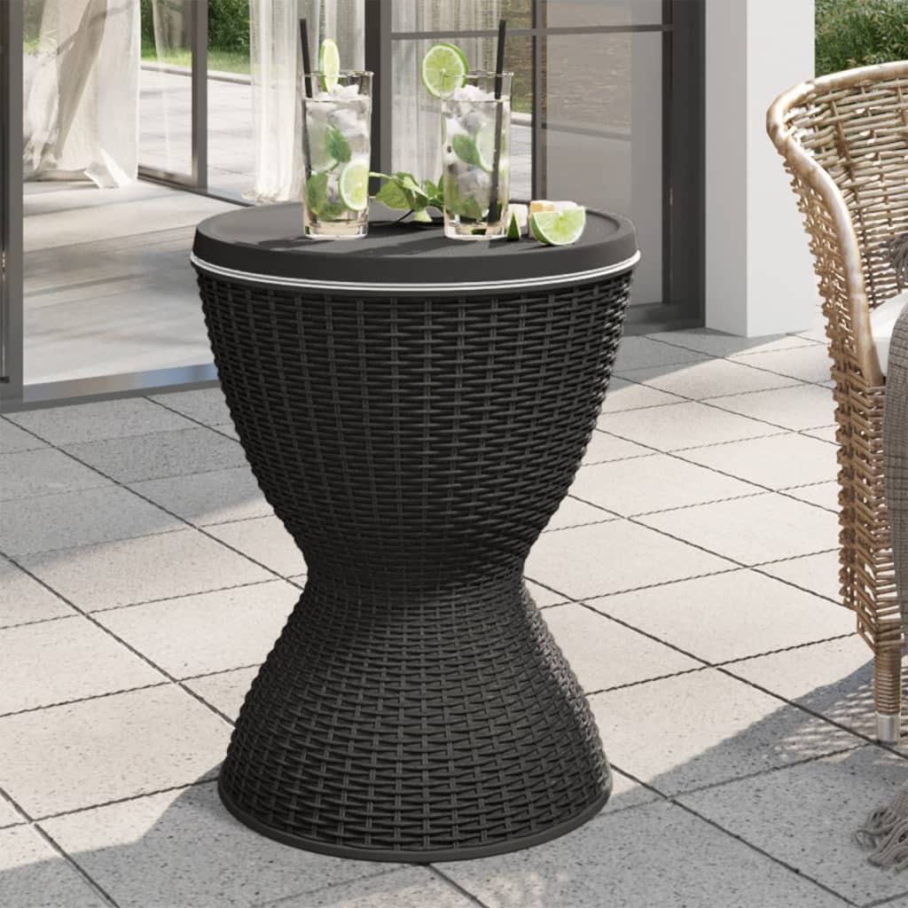 3-1 Table with refrigerator, black, polypropylene