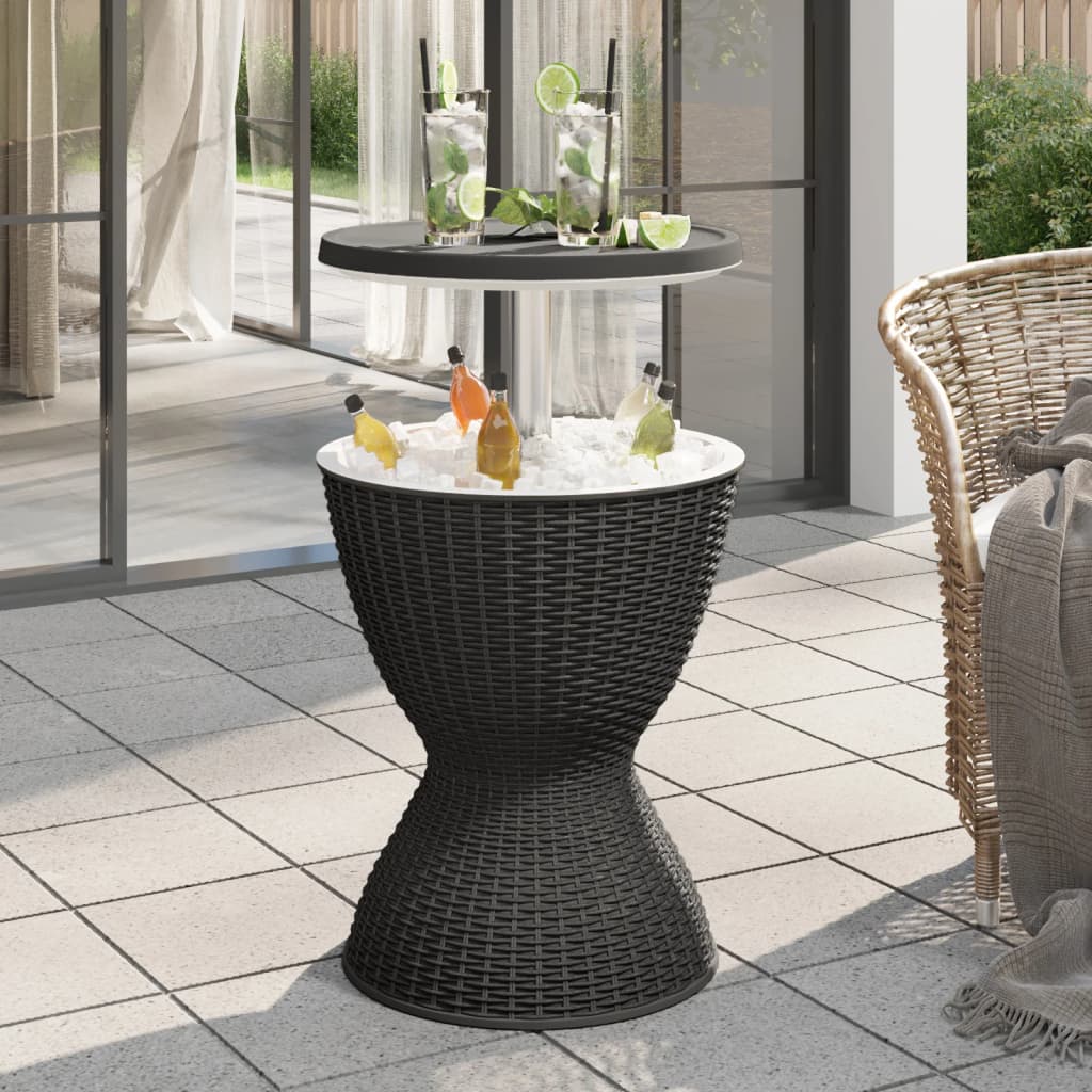 3-1 Table with refrigerator, black, polypropylene