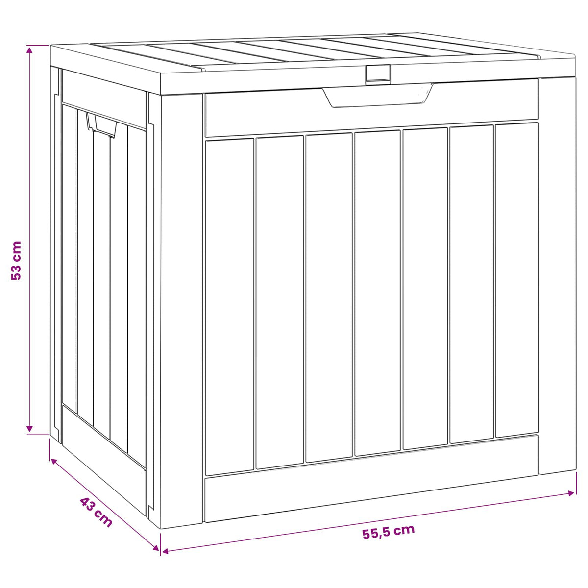 Garden storage box, grey, 55.5x43x53cm, polypropylene