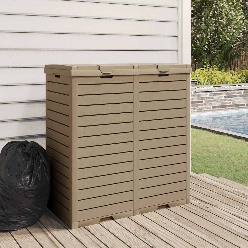 Outdoor trash bin, light brown, 78x41x86cm, polypropylene