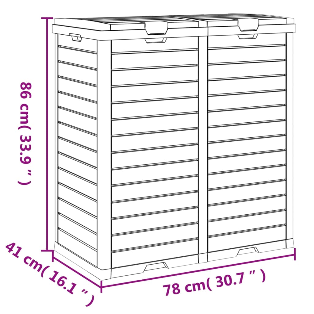 Outdoor trash bin, light brown, 78x41x86cm, polypropylene