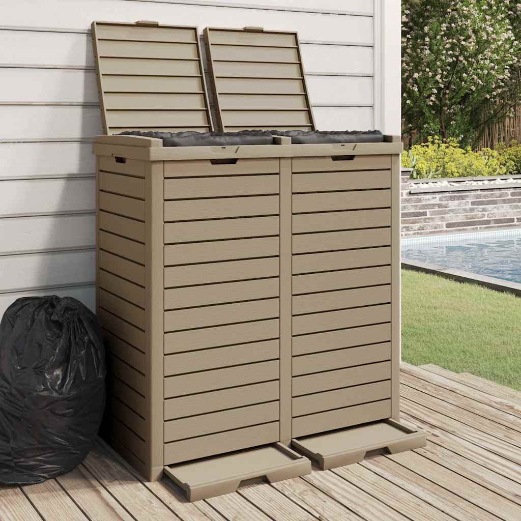 Outdoor trash bin, light brown, 78x41x86cm, polypropylene