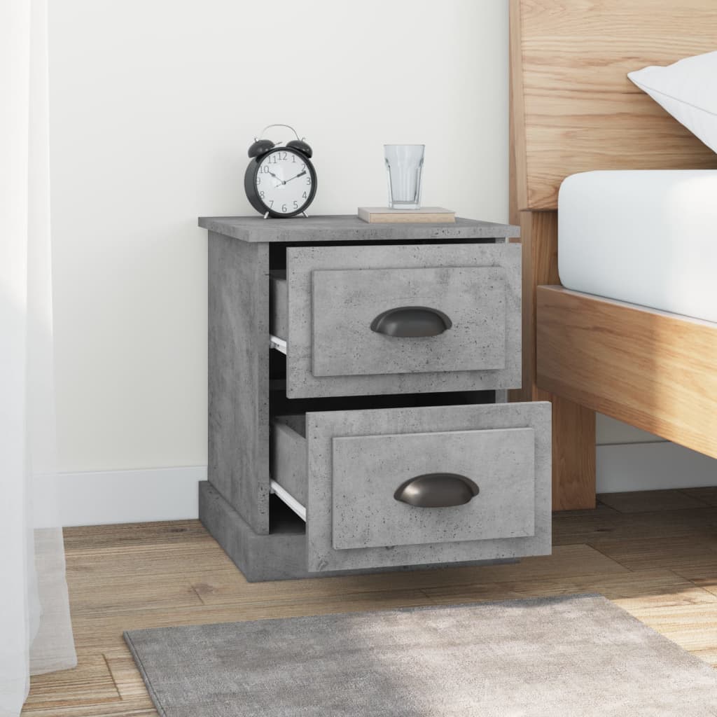 Nightstands, 2 pcs, concrete grey, 39x39x47.5cm, wood