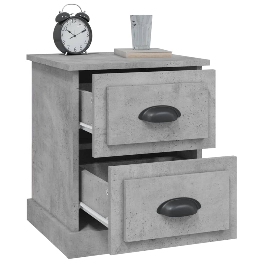 Nightstands, 2 pcs, concrete grey, 39x39x47.5cm, wood