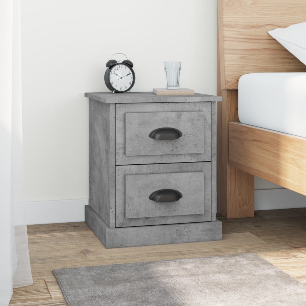 Nightstands, 2 pcs, concrete grey, 39x39x47.5cm, wood