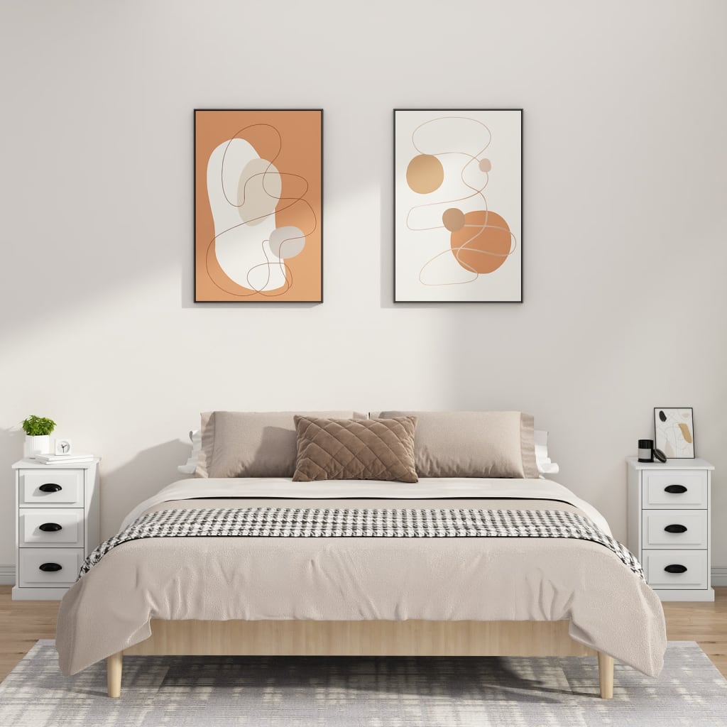 Naktsskapītis, baltā krāsā, 39x39x67cm, apstrādāta koksne