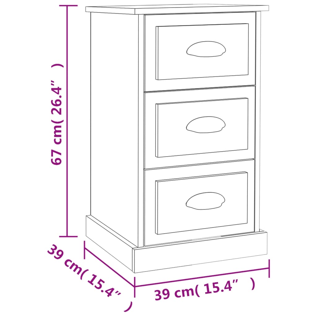 Bedside table, concrete grey, 39x39x67cm, engineered wood