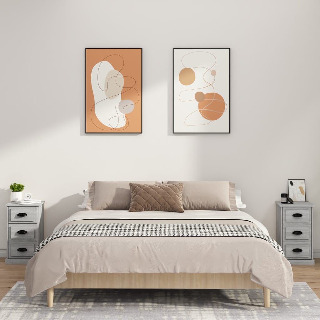 Naktinė spintelė, pilka ąžuolo, 39x39x67cm, apdirbta mediena