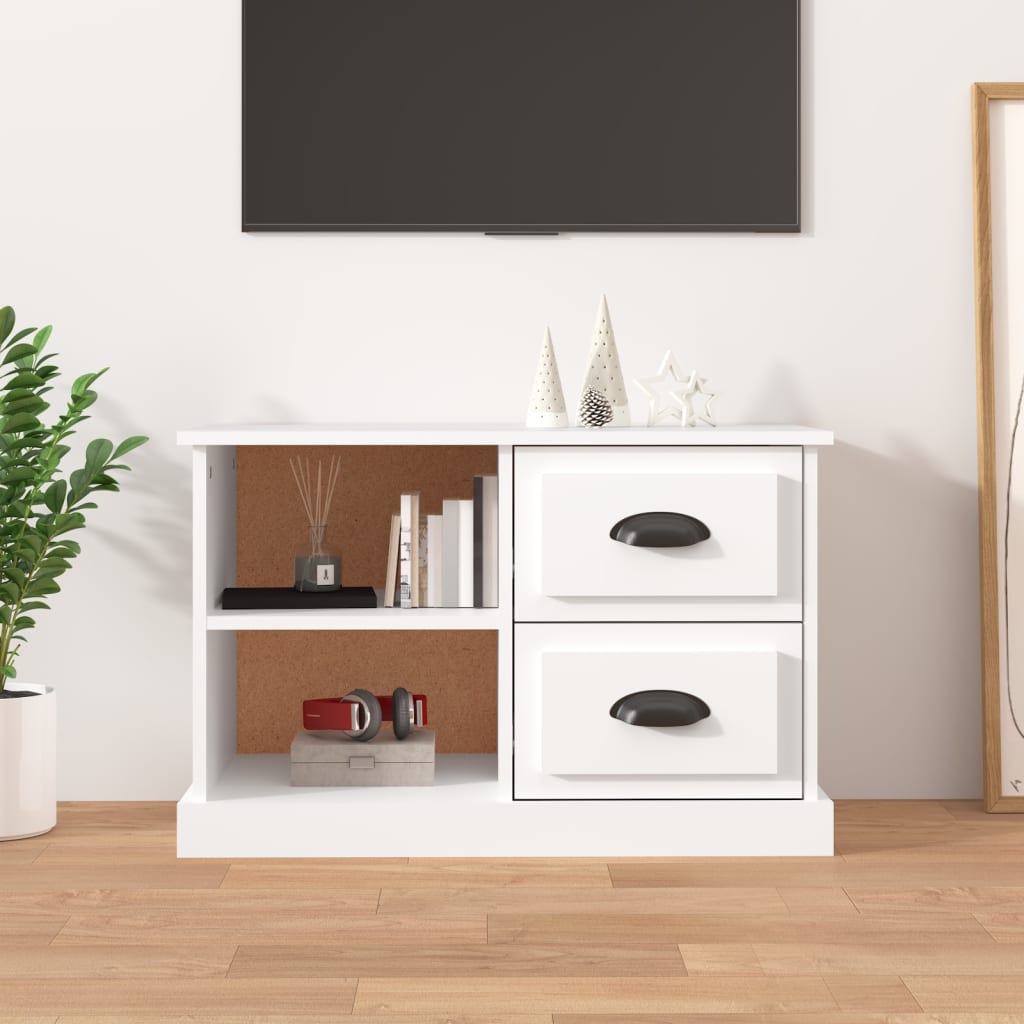 TV skapītis, balts, 73x35,5x47,5cm, apstrādāta koksne
