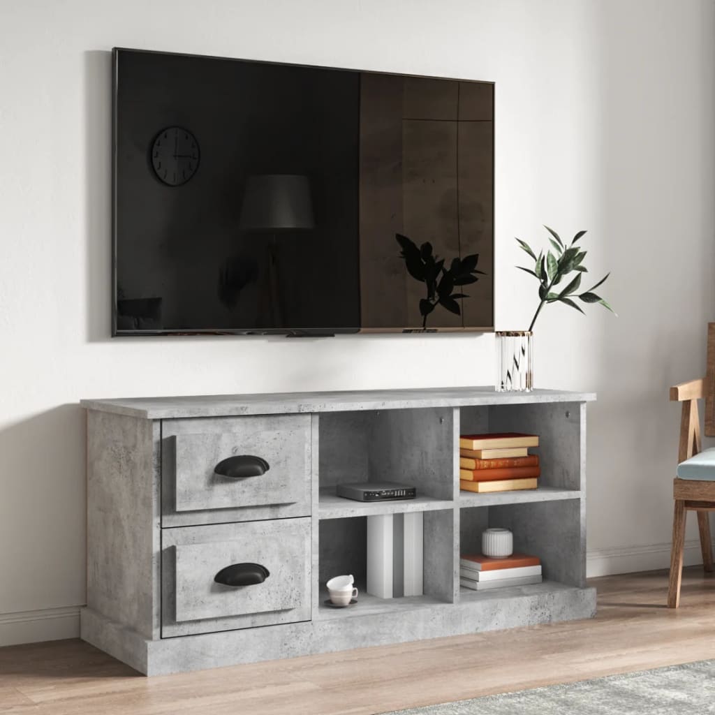 TV stand, concrete grey, 102x35.5x47.5cm, wood