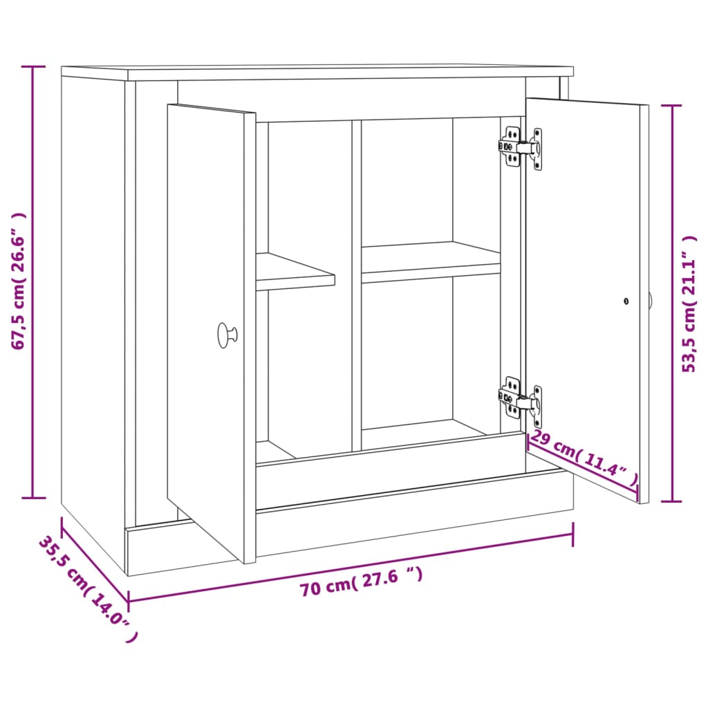 Sideboard, white, 70x35.5x67.5cm, engineered wood