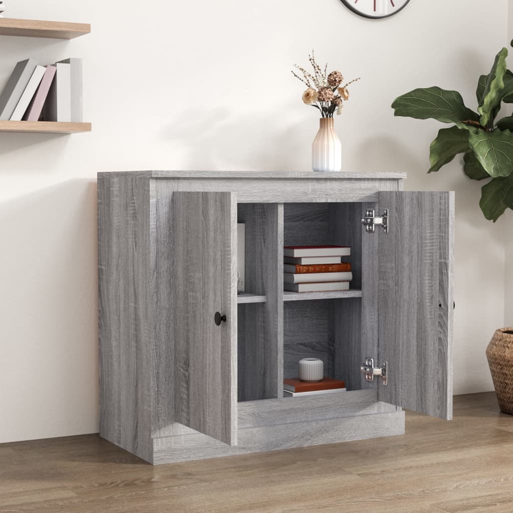 Side cabinet, grey oak, 70x35.5x67.5cm, engineered wood