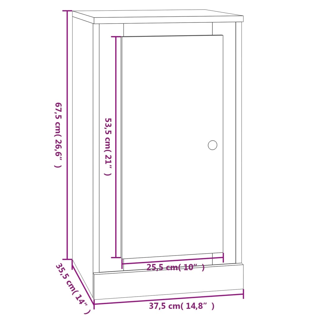 Side cabinet, white, 37.5x35.5x67.5cm, engineered wood