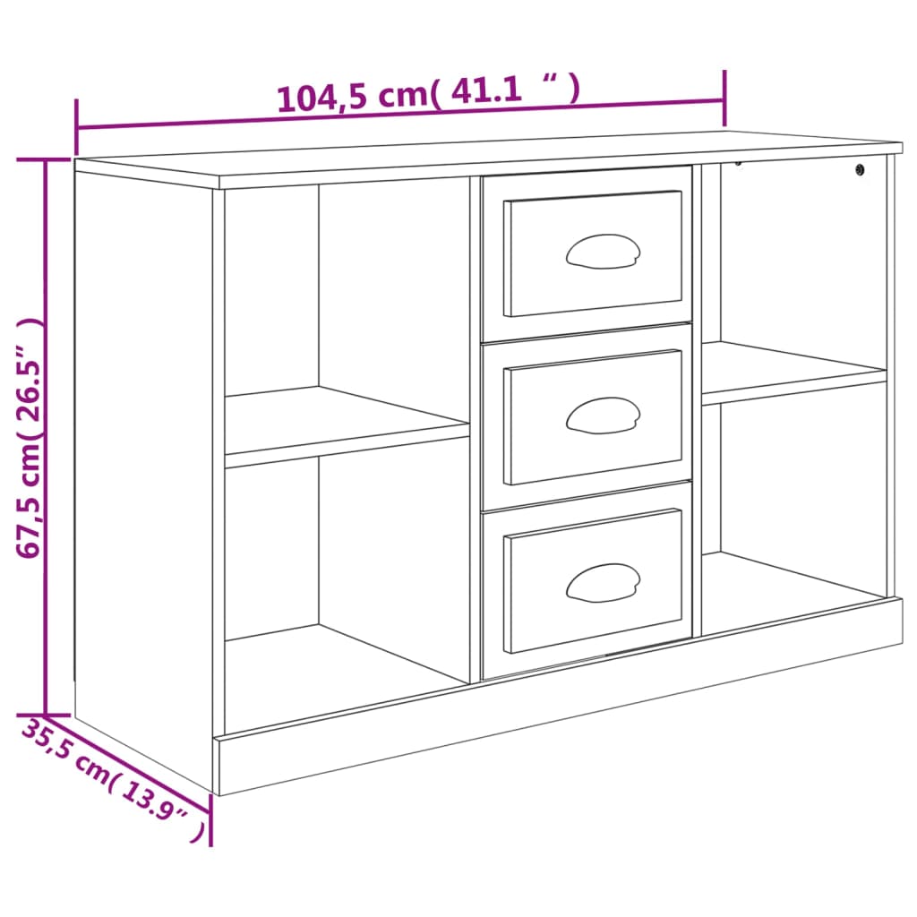 Sideboard, grey oak, 104.5x35.5x67.5cm, wood